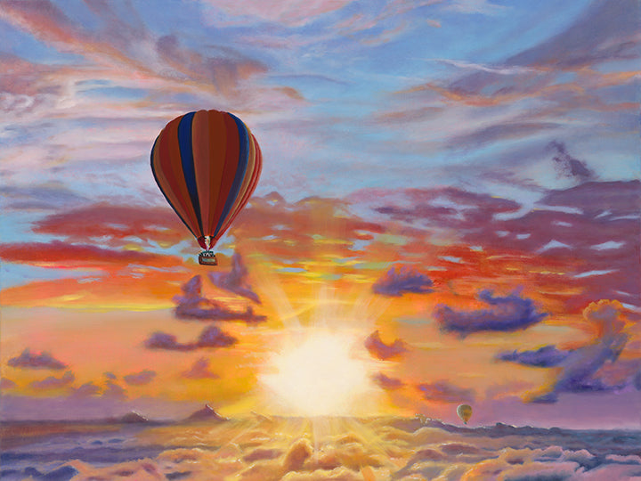 Colorful hot air balloon at sunrise – Alicia Tubbs Fine Art.